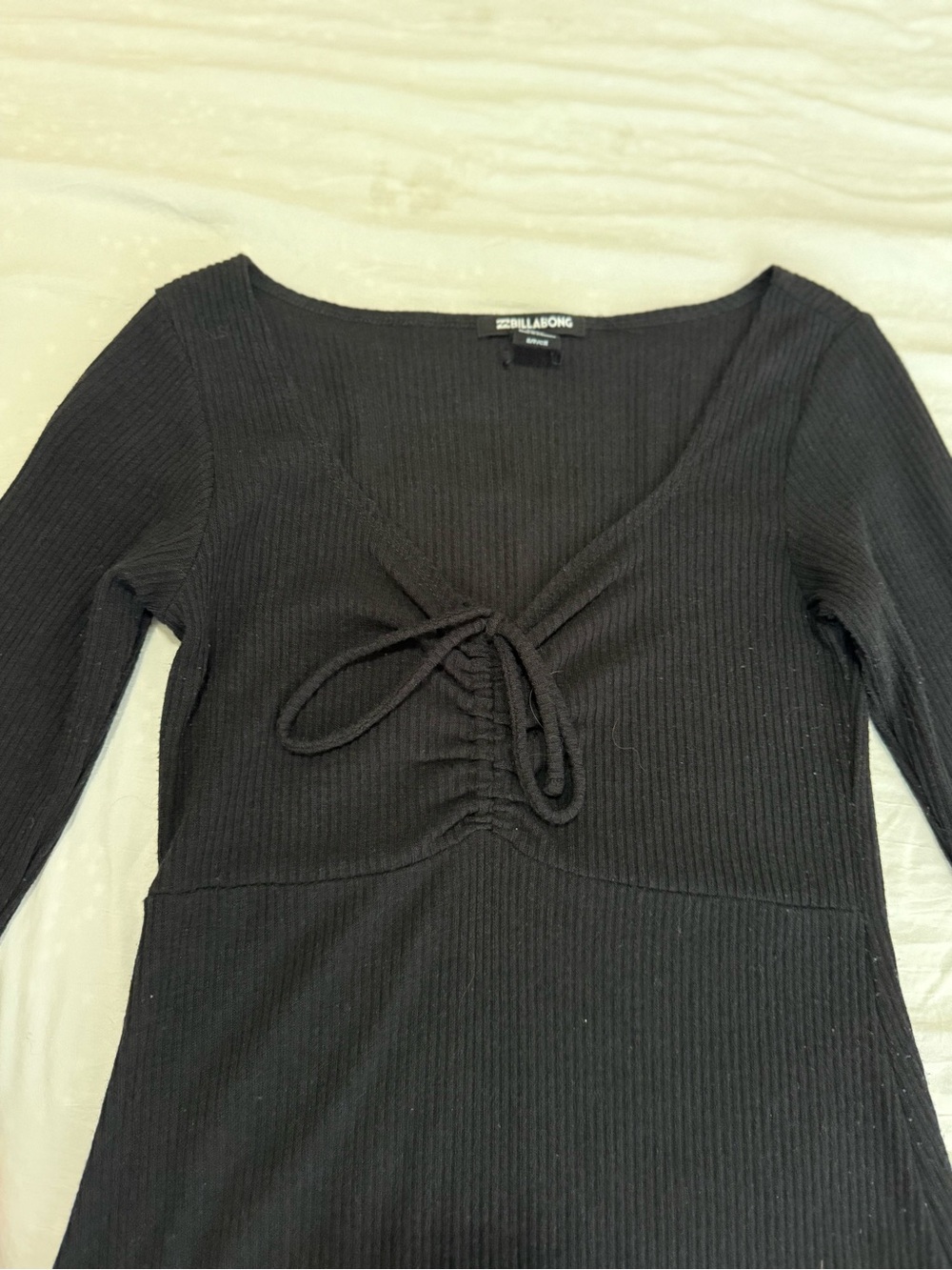 Billabong Black Ribbed Tie-Front Top